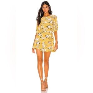 Faithfull the Brand Jeanette Dress, Jasmin Yellow Pomeline Floral, Size 2